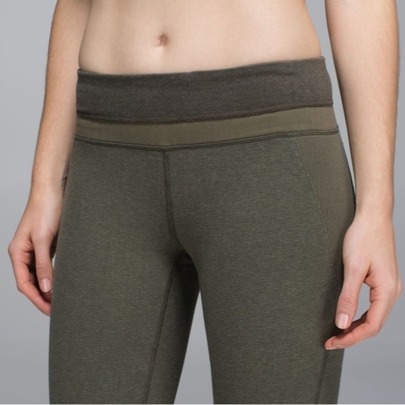 LULULEMON athletica refine crop capri wee stripe fatigue green legging - Picture 3 of 12